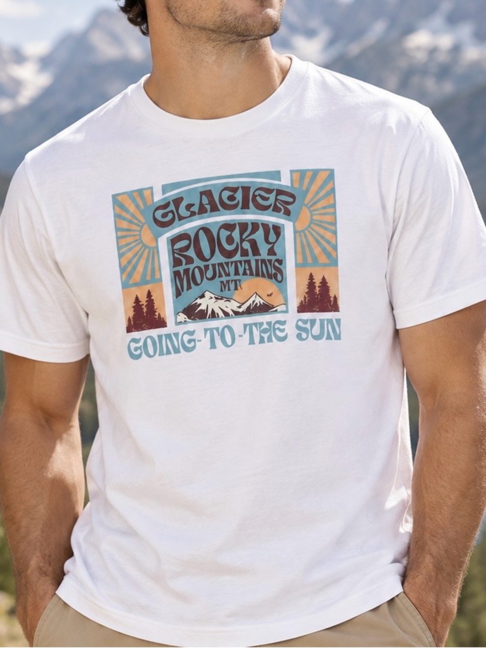 Goodfellow Glacier National Park Going to the Sun Graphic Tee NWT M
